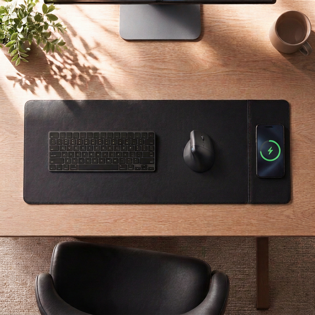 Halden Desk Mat with 15W Wireless Charging, Extended Mouse Pad