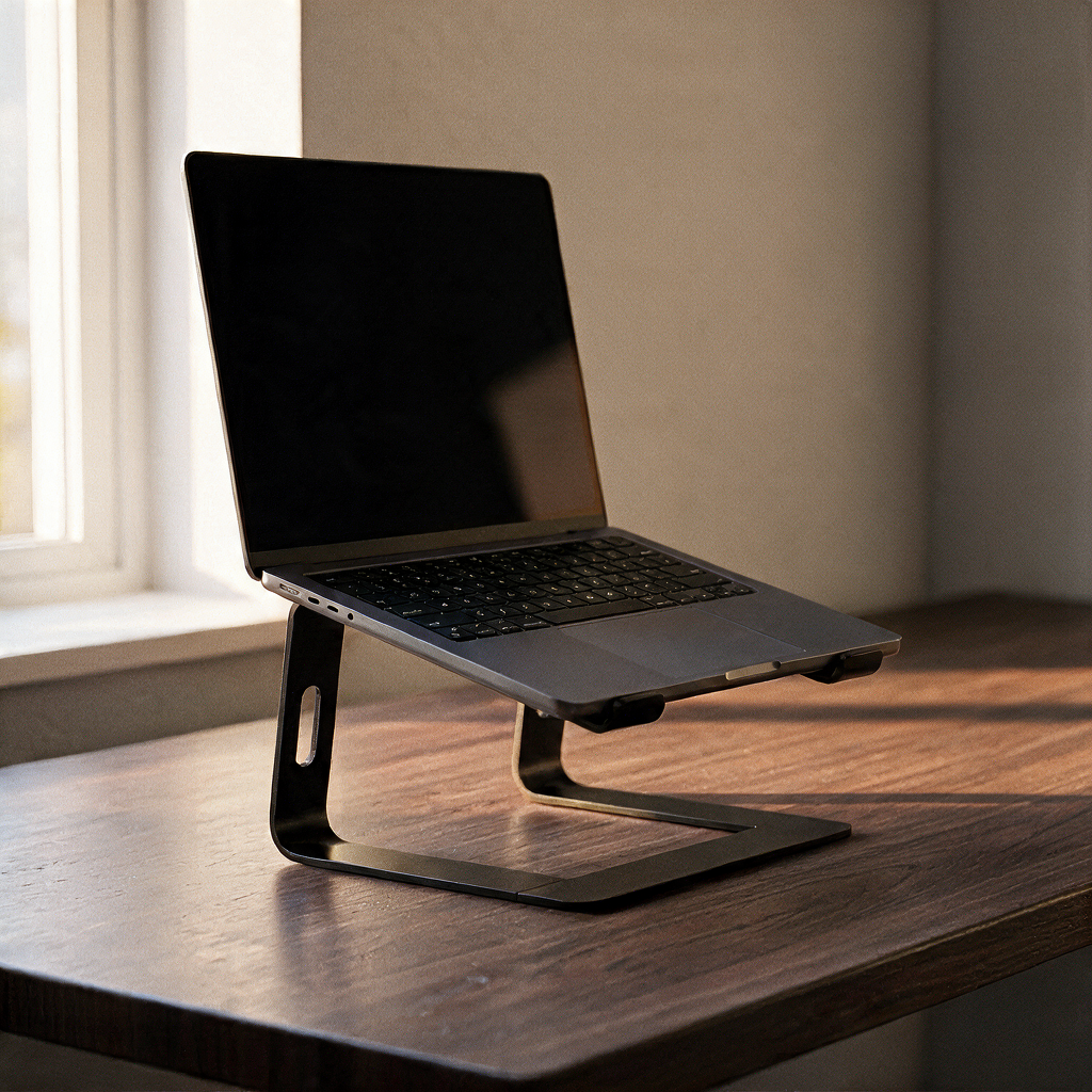 The Riser Laptop Stand, Aluminum, Ergonomic Height for Home Office and Desk Setup